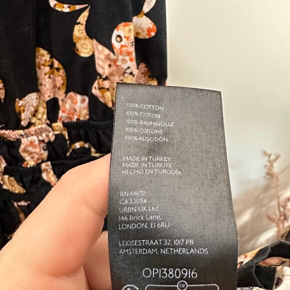 ANTHROPOLOGIE Somerset Mini Dress Cotton Black Mod Floral Sz 1X $158 {3V7} - Picture 5 of 5